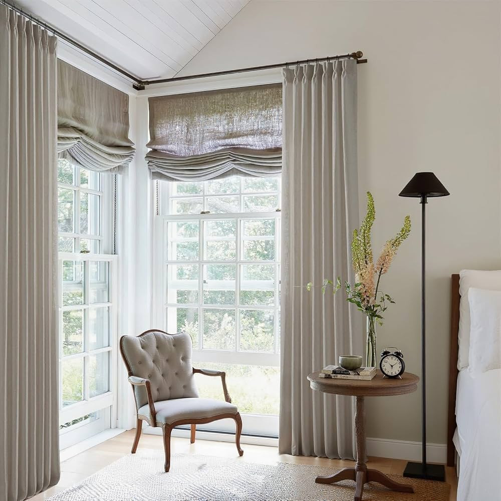 Taupe Pinch Pleated Linen Curtains 96 Inches Long for Living Room Bedroom 2 Panels Light Filterin... | Amazon (CA)