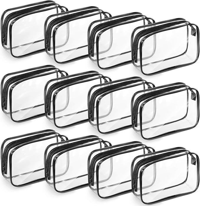 Weewooday 12 Pieces Clear Cosmetics Bag PVC Zippered Clear Toiletry Carry Pouch Portable Cosmetic... | Amazon (US)