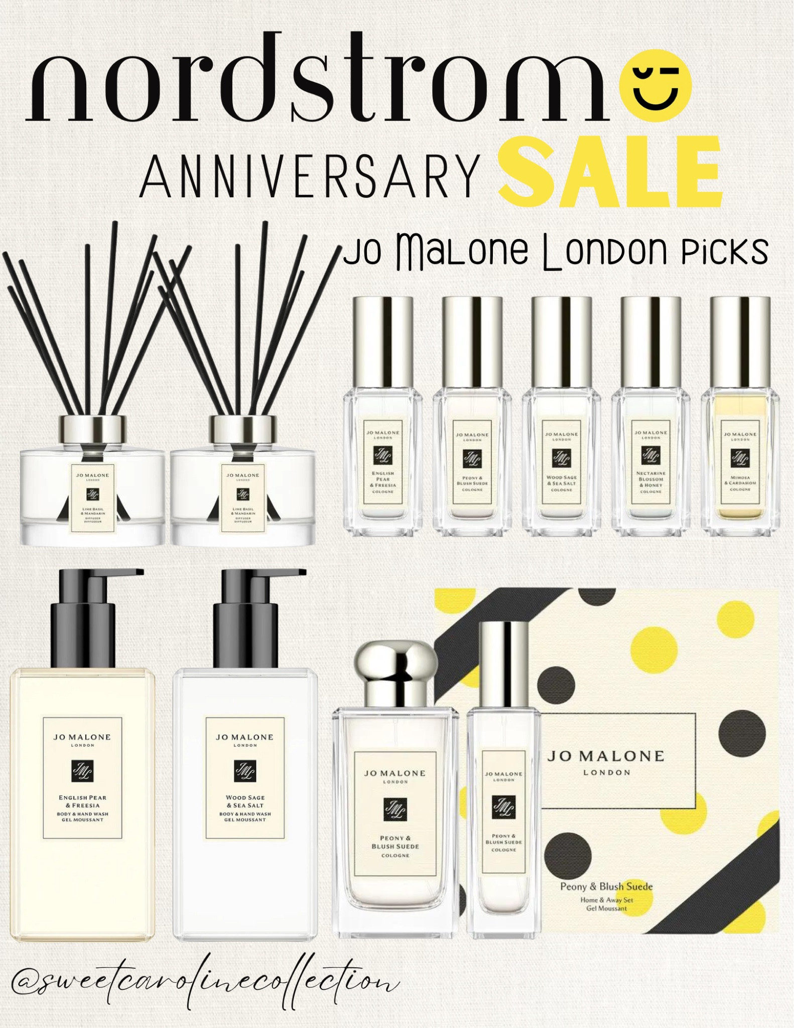 Nordstrom Anniversary Sale - Jo Malone London Picks 

Nordstrom, sale, anniversary sale, accessories, perfume, hair tools, beauty, T3, Dyson airwrap, hair dryer, hair straightener, curling iron, brush set, hair brush, jeans, denim, mother, Levi’s, lotion,cloudswift, topshop, black pants, madewell, ultraboost, sneakers, tennis shoes, adidas, new balance, Nike, hoka, on cloud, active, running shoe, fall fashion, boots, knee high boots, heeled boots, schutz, Marc fisher, All Saints, shoes, leggings, vest, ring, dress, blazer, flats, mules, loafers, Steve Madden, workwear, Marc fisher, Franco Sarto, Cole haan, Lisa Vicky, open edit, linea paolo, BCBG, hat, earrings, ring, necklace, jewelry, sunglasses, purse, bag, watch, Kate spade, Gucci, Tom ford, tissot, Burberry, Michele, lele sadoughi, rag & bone, makeup, osea, necessaire, body wash, eye makeup, mascara, nars, supergoop, sunscreen, hair oil, moroccanoil, Donna Karan New York, olaplex, shampoo, conditioner, too faced, Drybar, Elemis, cleansing balm, the ordinary, dr. Dennis, T3, hair dryer, Dyson airwrap, setting spray, Mac, st. Tropez, self tanner, face wash, maison margiela, lotion, Burberry, YSL beauty, Sunday Riley, Tom ford, Chloe, Tula, U beauty, Drybar, Armani, beauty, skincare, charlotte tilbury, lancome, my way, perfume, fragrance, replica, beach walk, lip gloss, lip kit, facial serum, Laura mercier, the ordinary, brow serum, deodorant, setting spray, Dior, brush set, robe, home, kitchen, suitcase, travel, candle, hydro flask, beis, voluspa, Ugg, diptyque, Viking, vacay, vacation, travel bag, Jo Malone London, fellow, ice bucket, matouk, moccamaster, down comforter, sheets, duvet, bedding, bedroom, blanket, cake stand, Crosley, purse, diffuser, fragrance, pot and pan set, tea pot, tea kettle, nest, electric tea kettle, candle set, luxe, barefoot dreams, slippers, candle, fuzzy socks, Ugg, pajama, pajama set, pjs, blanket, cozy, style, fashion, lounge set, home, bathroom, must have, best seller, top seller, bedroom, under 400, under 300, under 200, under 100, under 50, sweet Caroline collection

#LTKbeauty #LTKxNSale #LTKsalealert