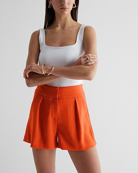 Stylist Super High Waisted Pleated Tailored Shorts | Express