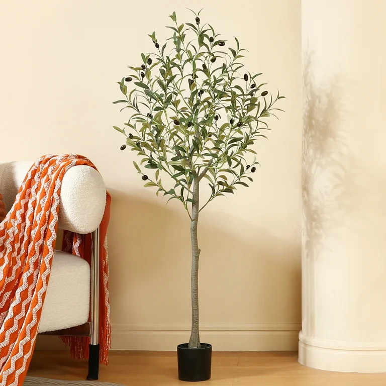 Artificial Olive Plants, 4ft Fake Plastic Olive Tree, Pre Potted Faux Greenry Plant for Home Deco... | Walmart (US)