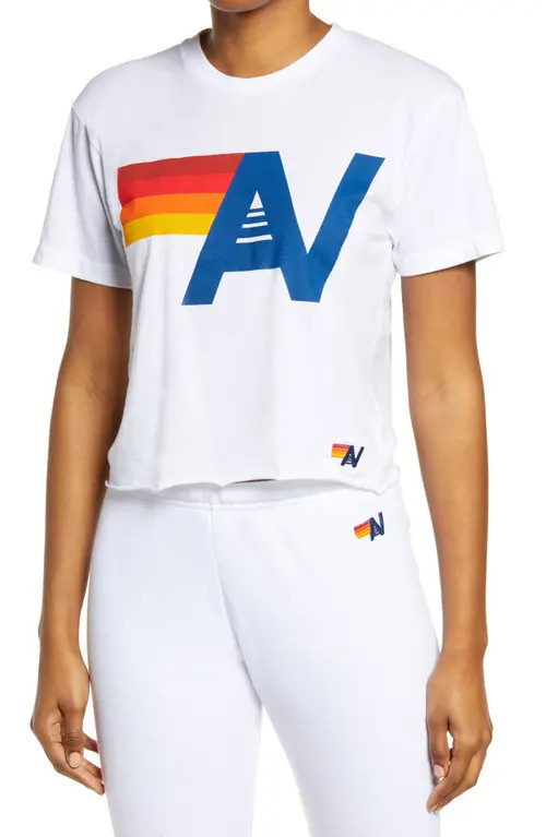 Aviator Nation Logo Boyfriend Tee in White at Nordstrom, Size X-Large | Nordstrom