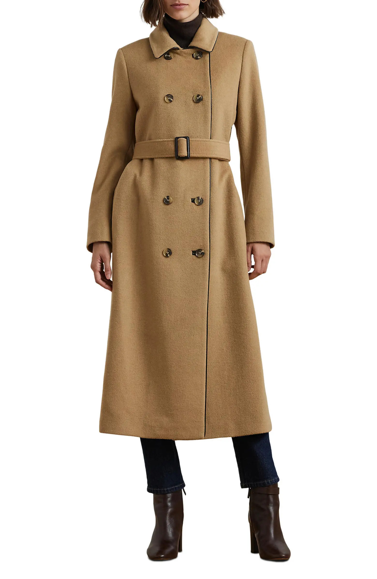 Lauren Ralph Lauren Double Breasted Wool Blend Trench Coat | Nordstrom | Nordstrom
