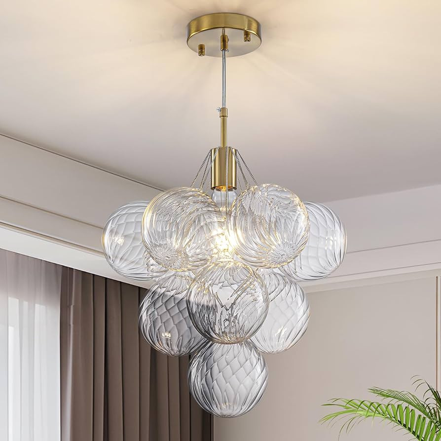 Dining Room Chandelier 14.17", Modern Brushed Gold Pendant Light Bubble Ceiling Light Chandelier ... | Amazon (US)