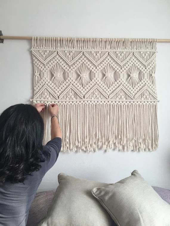 Macrame Wall Hanging Bedroom Tapestry Headboard | Etsy | Etsy (US)