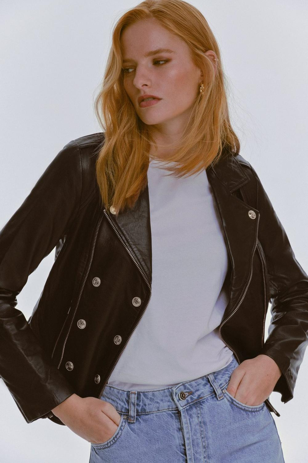 Military Leather Biker | Karen Millen US