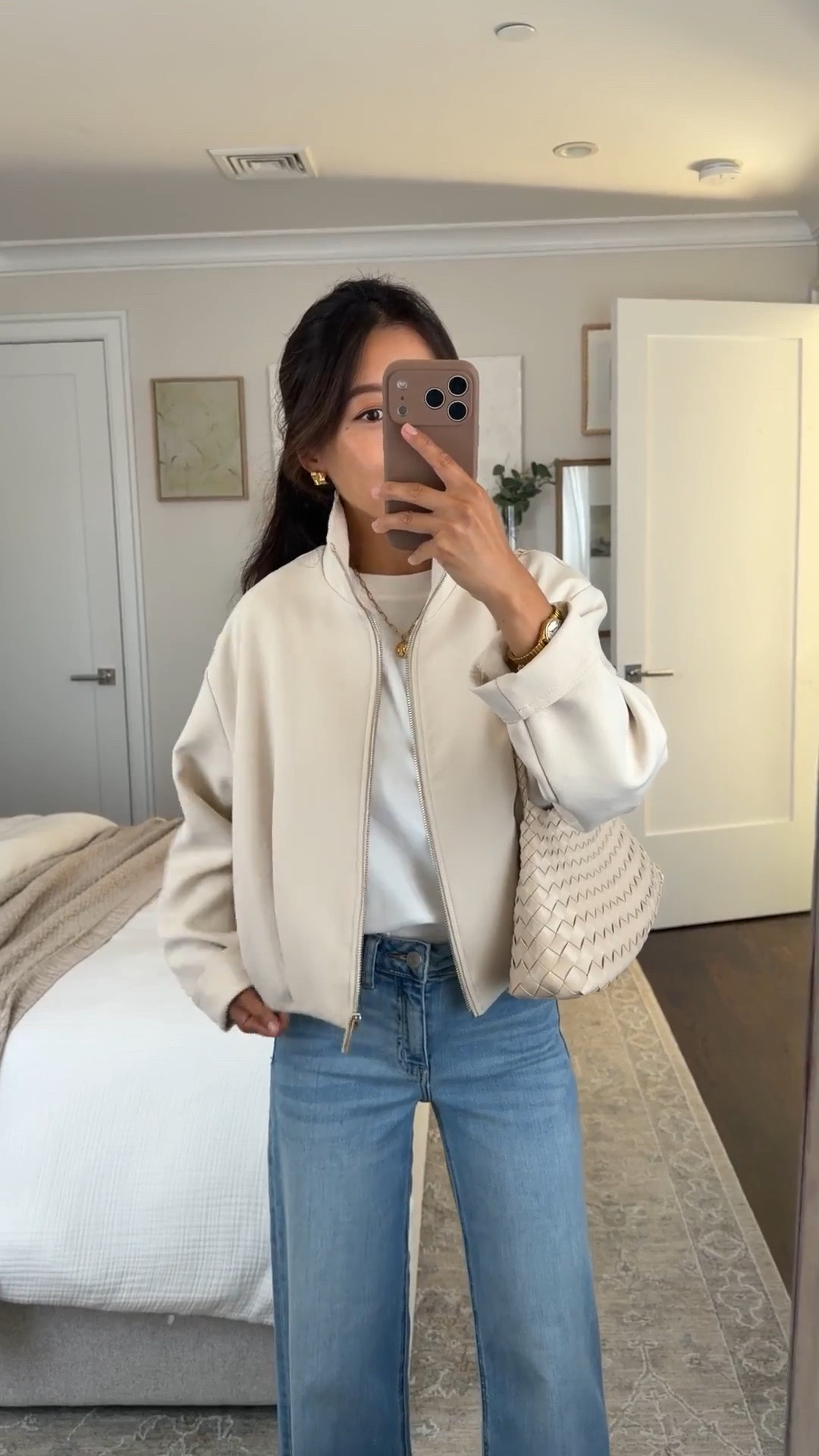 Size info below! 
• Jacket XS sleeves cuffed 
• Aritzia tee XS high quality cotton 
• Quince $50 jeans 24 Short seaside blue 
• Anthropologie bag 
• Old AT kitten heels but I also have the Sam Edelman ones linked in brown 5.5 and love them 

Easy elevated fall outfit, Zara, chic jackets, petite jeans

#LTKPetite #LTKootd #LTKSeasonal