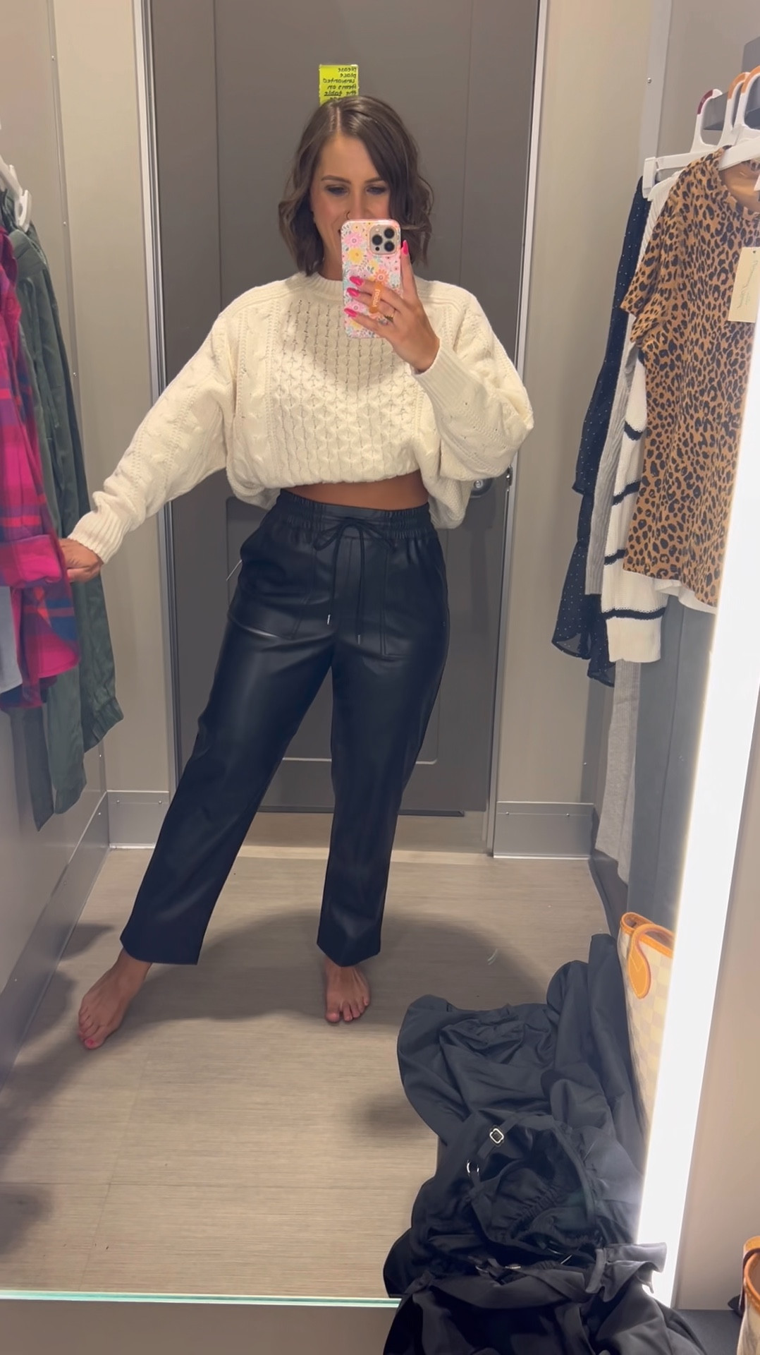 Target has some of my favorite faux leather pants! These are comfy and have pockets! I’m wearing a small. Small in the sweater as well  

#LTKFindsUnder50 #LTKSeasonal #LTKWorkwear