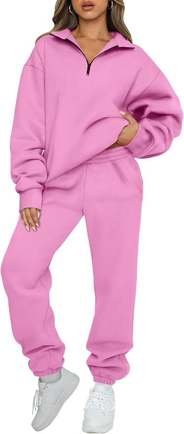 AUTOMET Women's Sweatsuits 2 Piece Outfits Long Sleeve Half Zip Pullover and Baggy Sweatpants wit... | Amazon (US)
