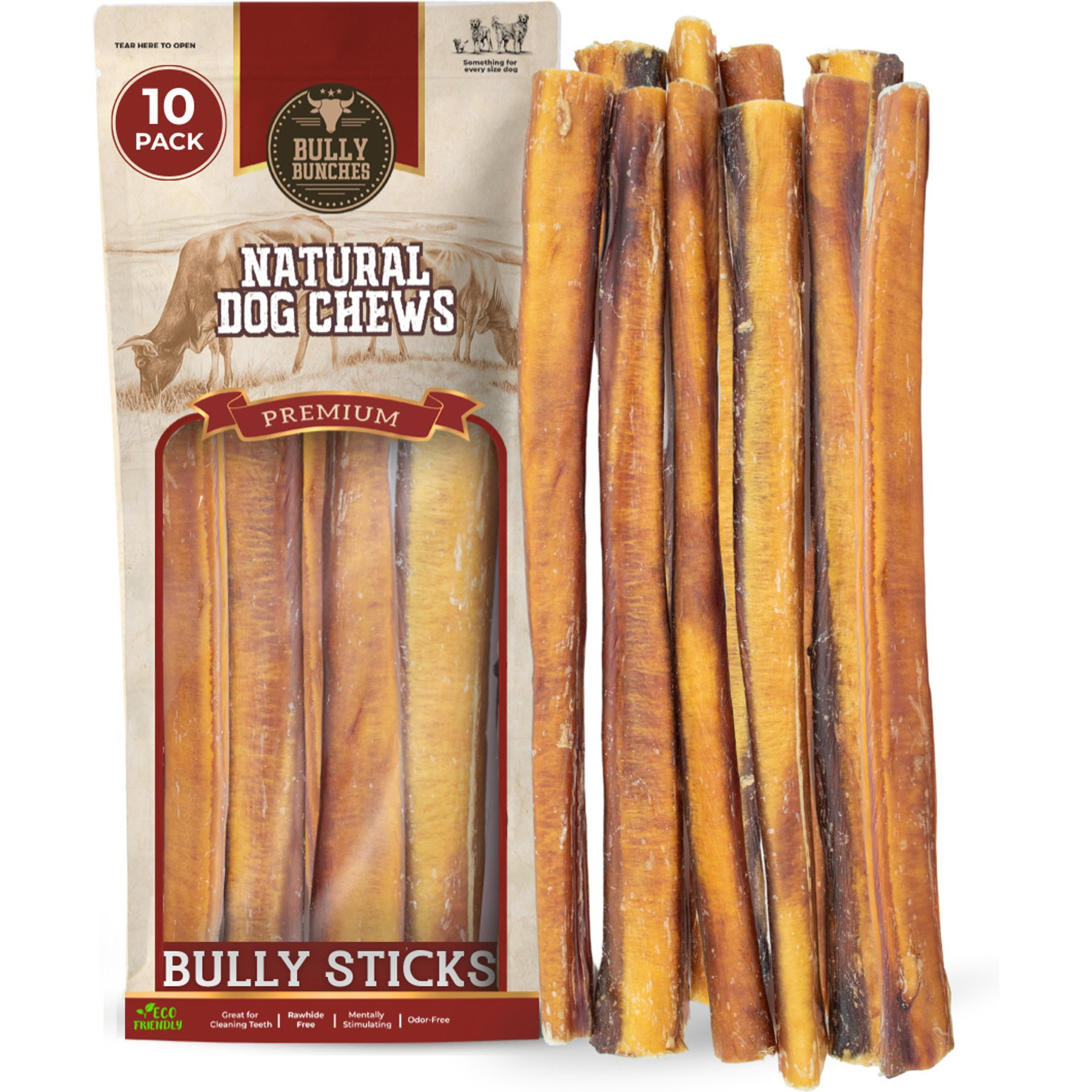 Bully Bunches 12-inch Thick Bully Sticks Dog Treats, 10 count | Chewy