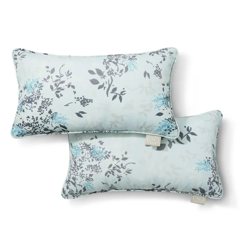 MARTHA STEWART Charming Foliage Indoor Outdoor Decorative Lumbar Pillow 2-Pack Set, UV Fade Resis... | Walmart (US)