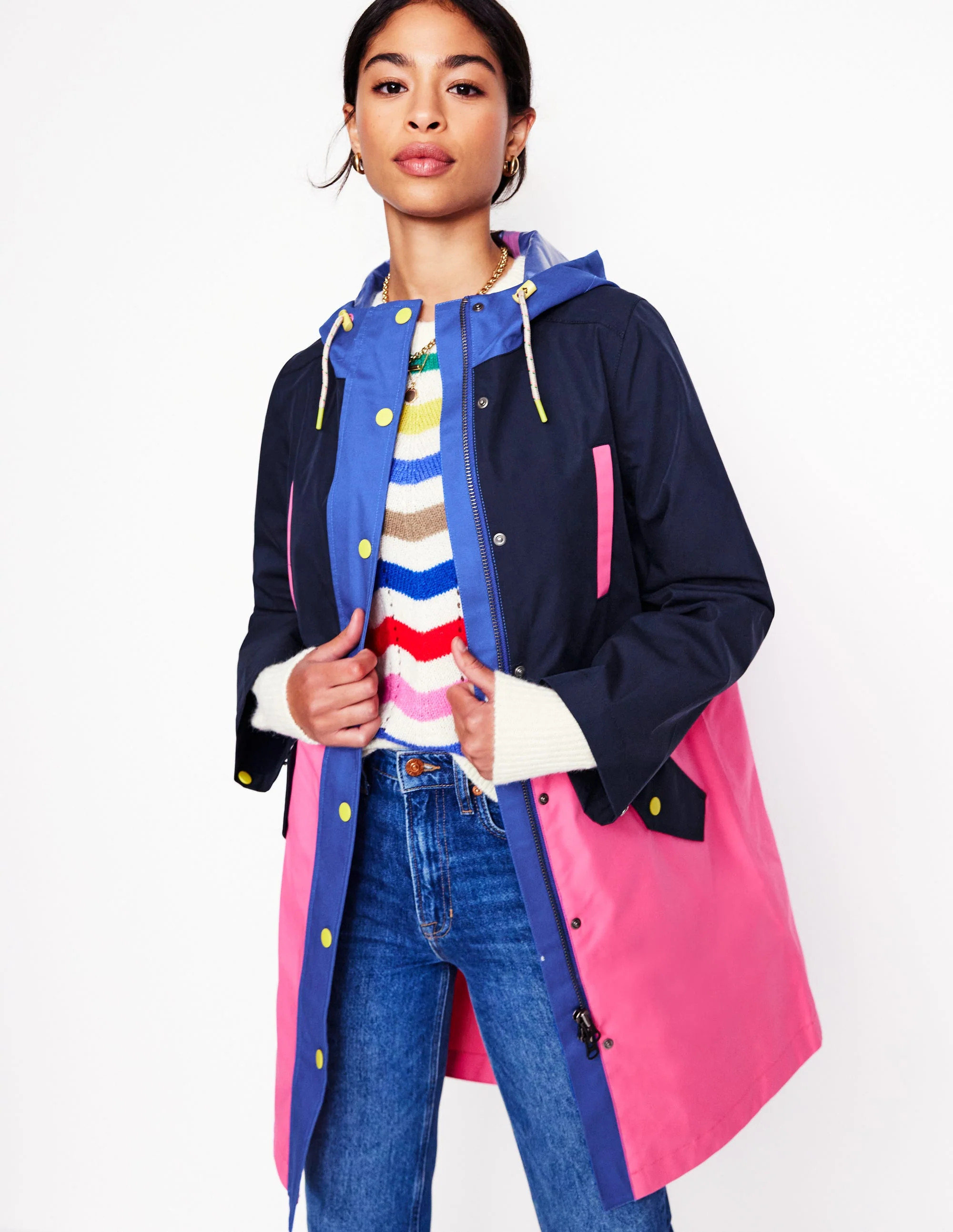 Wells Waterproof Hooded Coat-Colourblock | Boden (US)