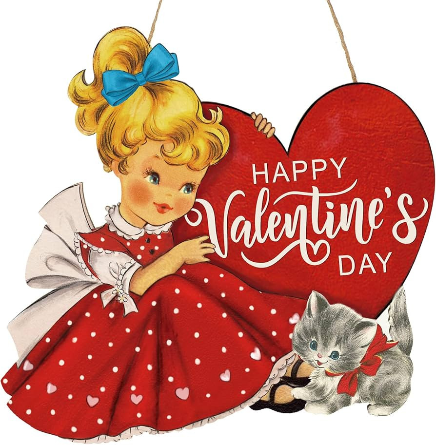 Valentines Day Vintage Hanging Sign Valentine Wooden Wall Plaque Valentines Wall Hanging Sign Hea... | Amazon (US)