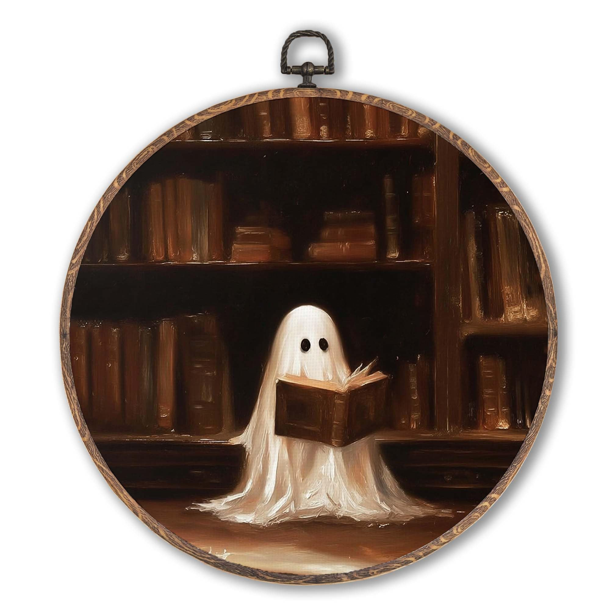 Lengues Vintage Library Ghost Halloween Round Wall Art Decor, Spooky Halloween Round Wall Decor, ... | Amazon (US)