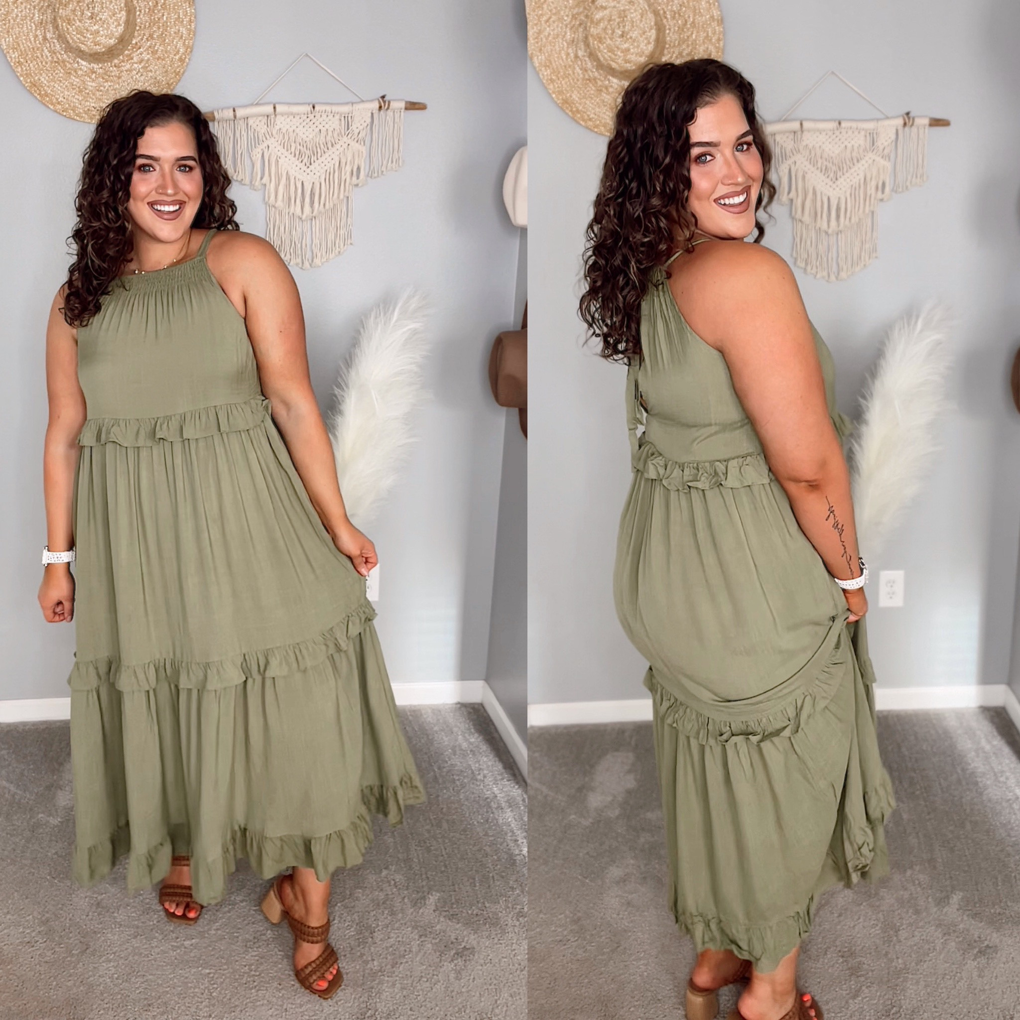 Midsize Amazon St. Patrick’s day outfit 🍀✨💚
Dress: L 
#midsizeoutfits #ootd #casualoutfits #styleinspo #stpatricksday #stpaddysday #dress #maxidress #flowydress #heels 

#LTKstyletip #LTKSeasonal #LTKcurves