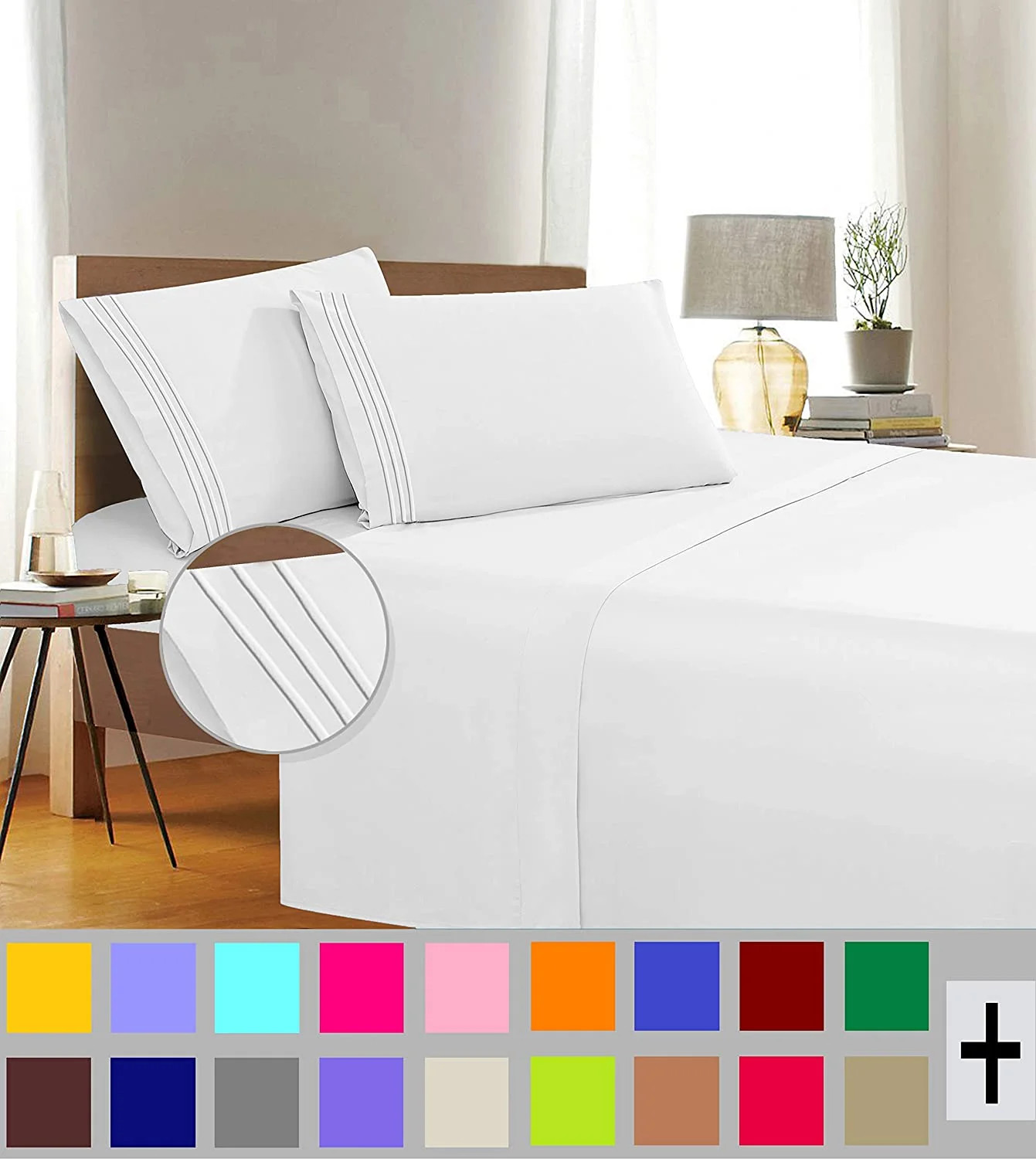 4-Piece Bed Sheet SetQueen White | Walmart (US)