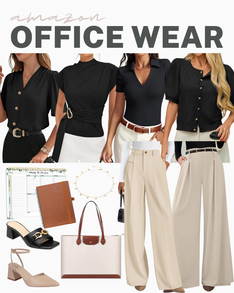 These finds for the office will get your work mood right this week! Neat and classy tops like Saodimallsu’s puff-sleeve blouse and EVALESS's button-down top are on the bestsellers list. You can pair them with PRETTYGARDEN’s wide-leg pants and style them with Athlefit Raffia heeled sandals and this work tote bag from GIVLEFLY. We are also obsessed with this stylish gold choker necklace, perfect for your chic look.

#LTKSeasonal #LTKSaleAlert #LTKTravel
 

 