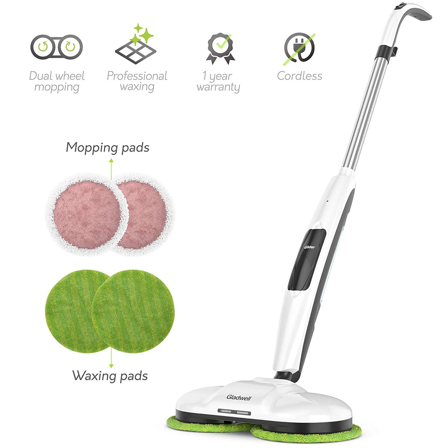 Gladwell Cordless Electric Mop - 3 in 1 Spinner, Scrubber and Waxer Quiet and Powerful Cleaner, S... | Walmart (US)
