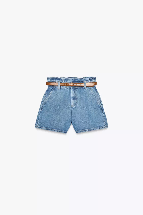 Denim Paperbag Shorts | Zara US