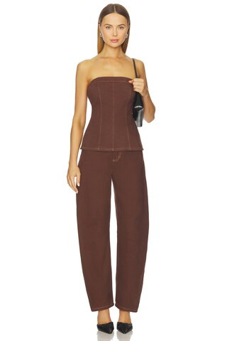Lex Denim Corset Top in Chocolate | Revolve Clothing (Global)