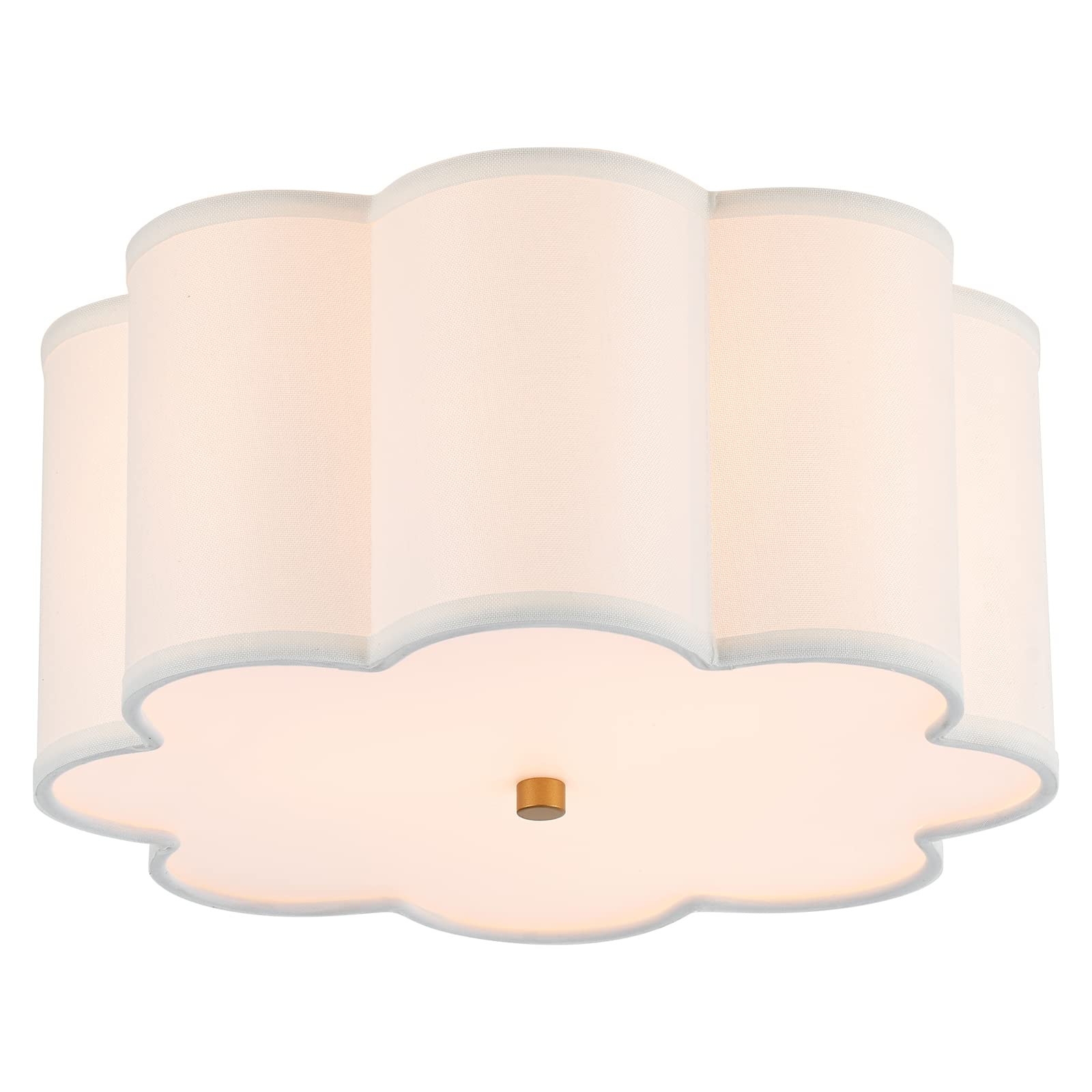 Semi Flush Mount Ceiling Light Fixture, Modern Close to Ceiling Lamp with Cream White Fabric Drum... | Amazon (US)