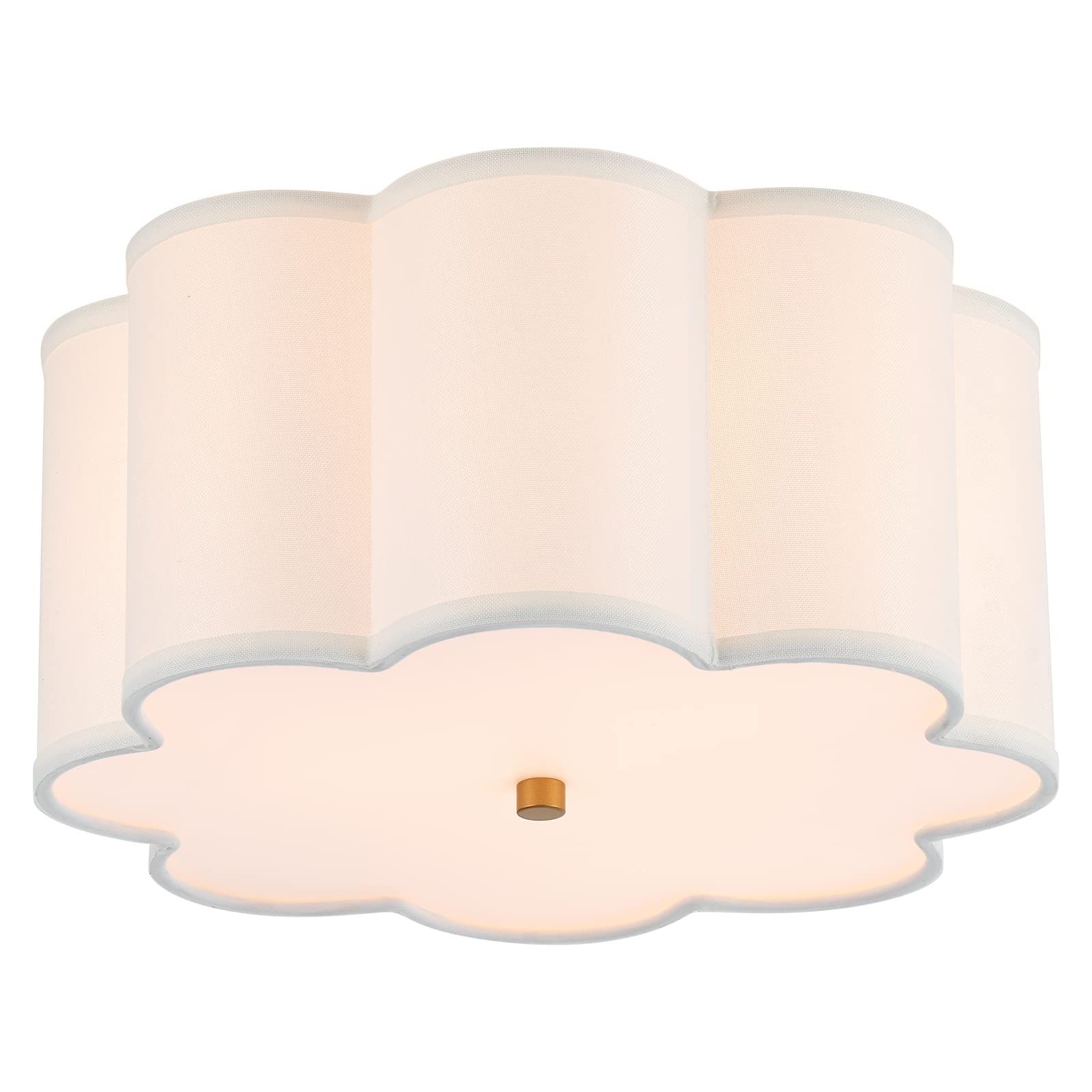 Semi Flush Mount Ceiling Light Fixture, Modern Close to Ceiling Lamp with Cream White Fabric Drum... | Amazon (US)
