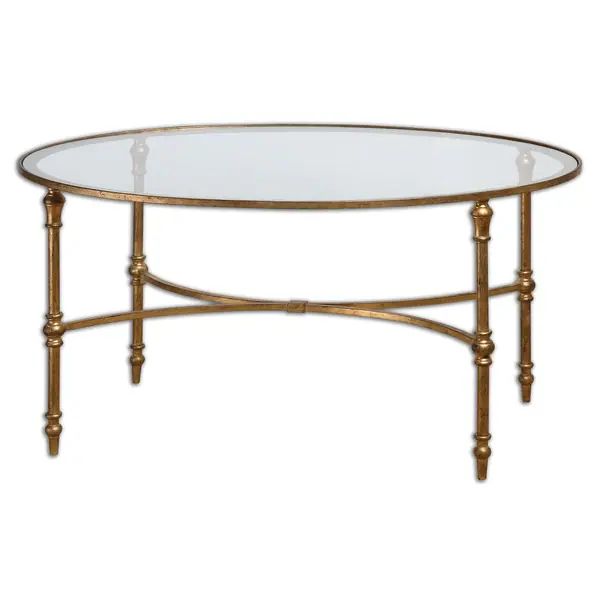 Uttermost Vitya Gold Leaf Glass Coffee Table | Bed Bath & Beyond