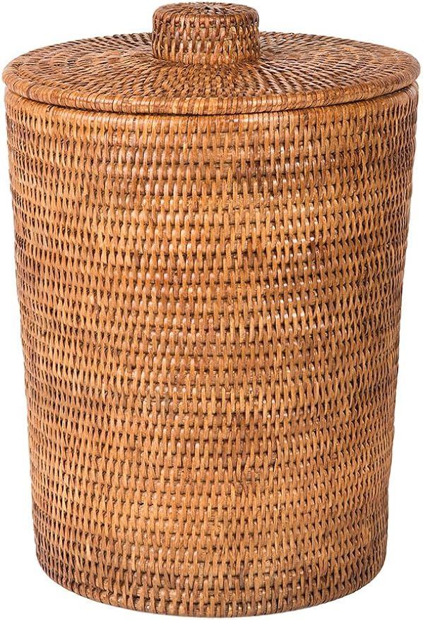 KOUBOO La Jolla Rattan Round Plastic Insert & Lid, Large, Honey-Brown for Bedroom, Living Room an... | Amazon (US)