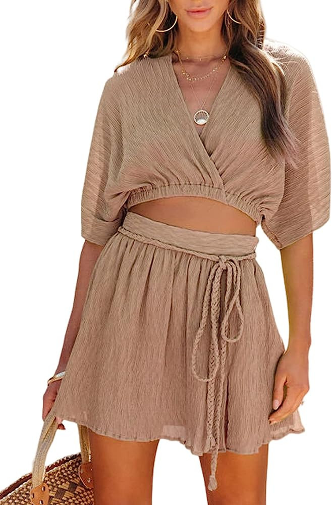 Dokotoo 2 Two Piece Dress Two Piece Outfit Outfits Two Piece Summer Set 2 Two Piece Skirt Set Sets | Amazon (US)