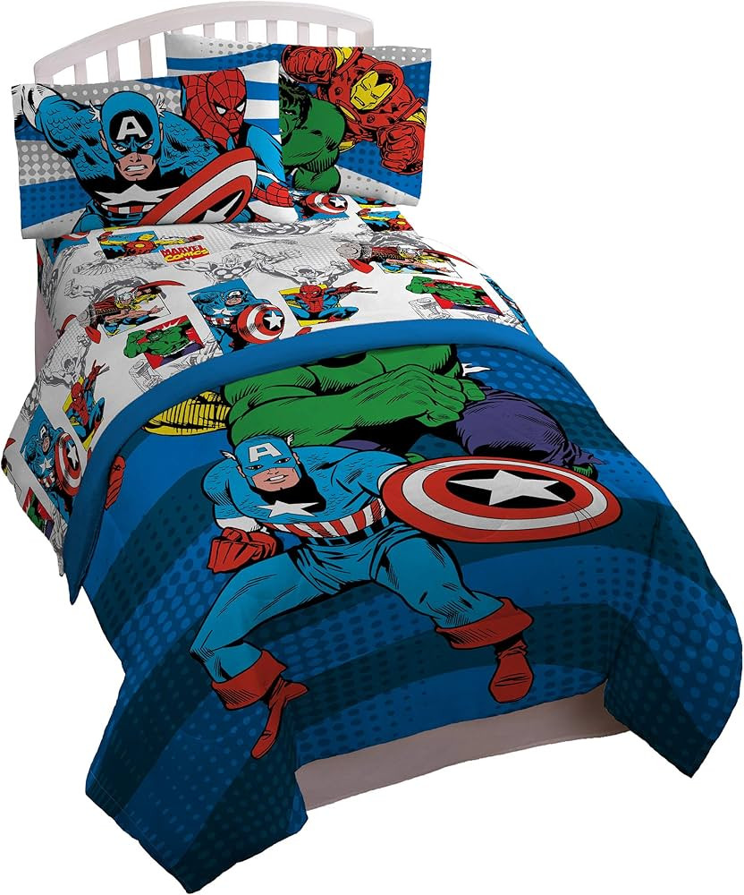 Jay Franco Avengers Comics Good Guys 5 Piece Full Bed Set (Offical Marvel Product) | Amazon (US)