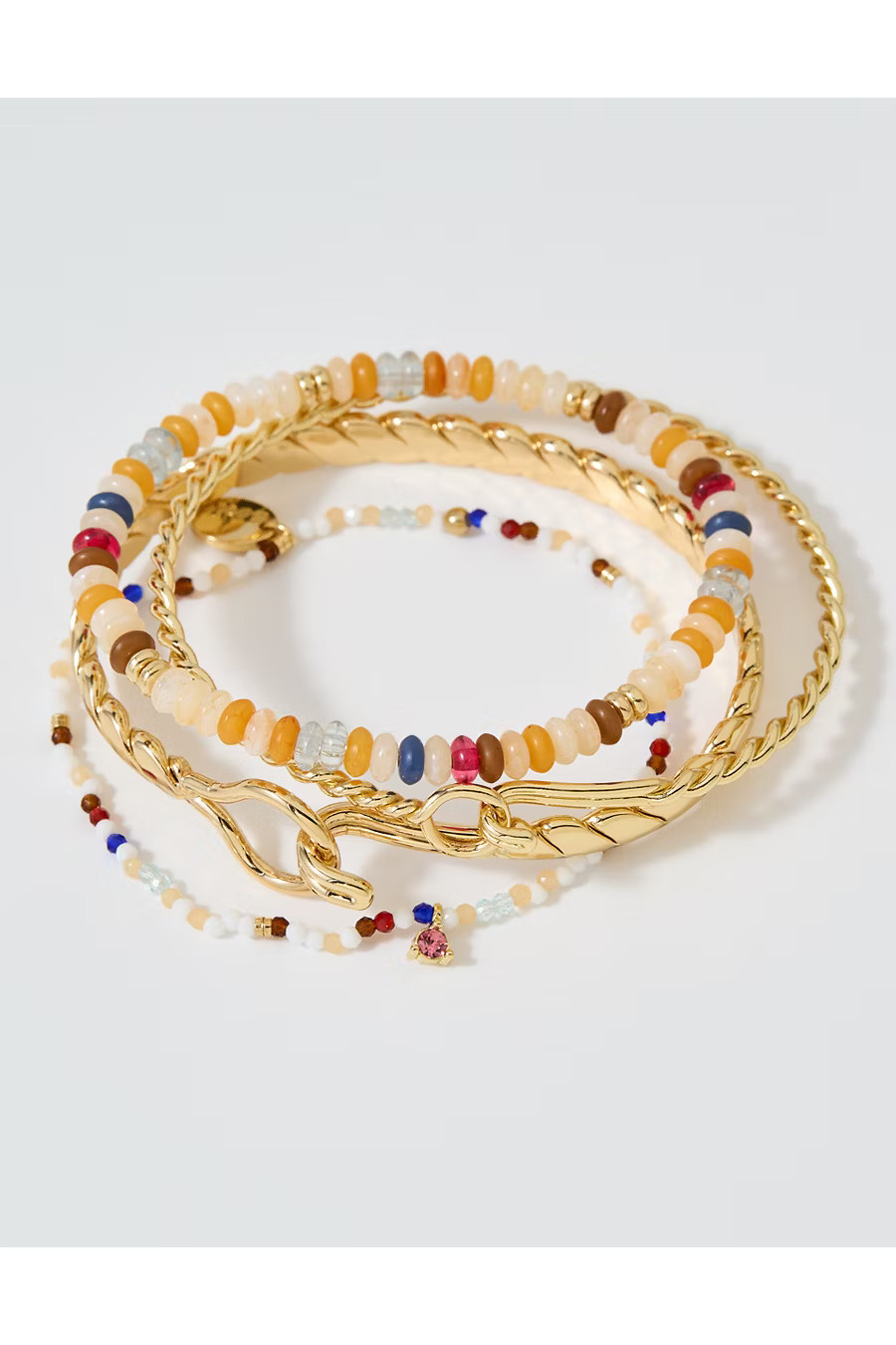 Aerie Bead And Chain Bracelet Pack Women's Gold One Size | American Eagle Outfitters (US & CA)