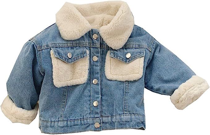 Moru Infant Baby Toddler Girl Boy Winter Casual Thick Fleece Lined Denim Jacket Warm Jean Coat Ou... | Amazon (US)