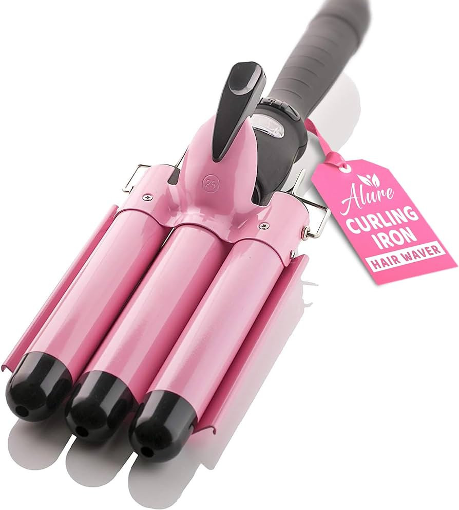 Alure Three Barrel Curling Iron Wand with LCD Temperature Display - 1 Inch Ceramic Tourmaline Tri... | Amazon (US)