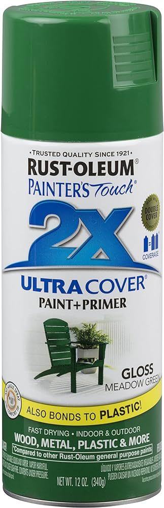 Rust-Oleum 334039 Painter's Touch 2X Ultra Cover Spray Paint, 12 oz, Gloss Meadow Green | Amazon (US)