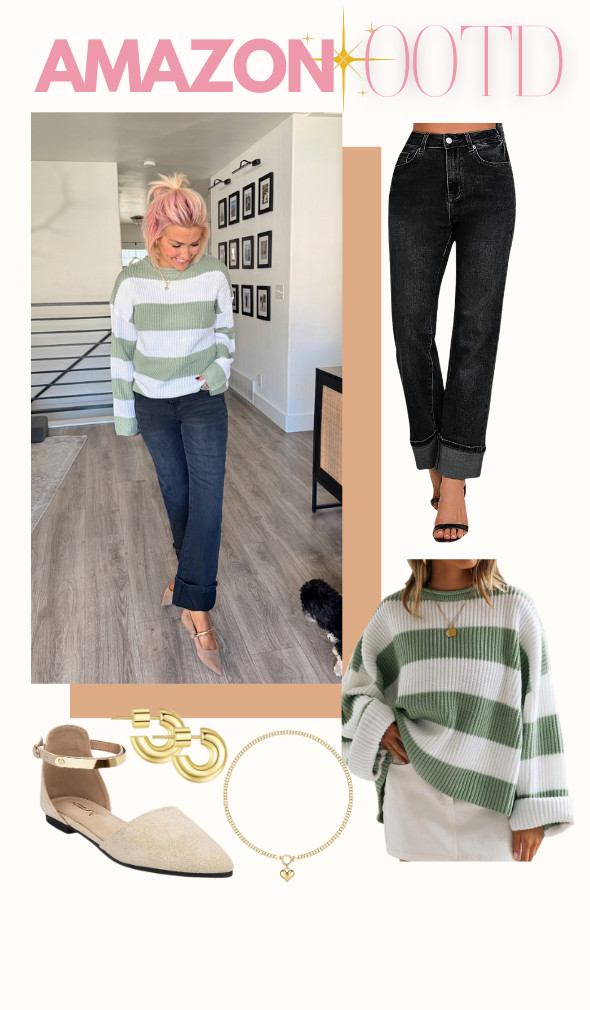 How cute is this striped sweater?? Jeans: 6 Sweater: Small Shoes: TTS 

 #LTKSaleAlert #LTKStyleTip #LTKShoeCrush