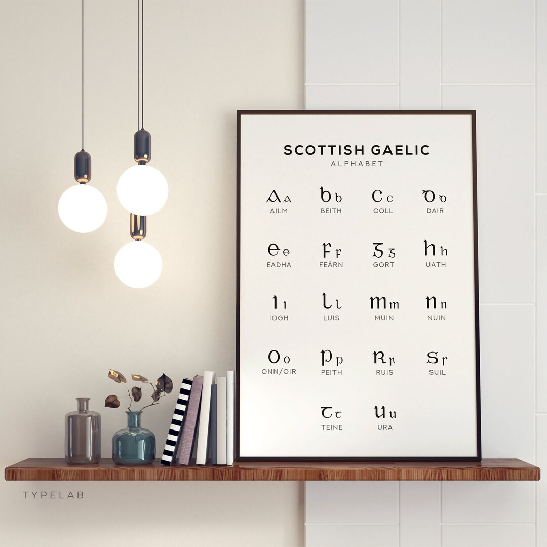 Scottish Gaelic Alphabet Printable Art, Language Learning Digital Print, Black & White Wall Art -... | Etsy (US)