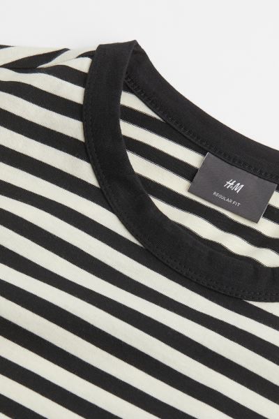 Regular Fit Jersey Shirt - Black/white striped - Men | H&M US | H&M (US + CA)