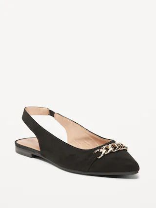 Faux Suede Slingback Chain Ballet Flat for Women | Old Navy (US)