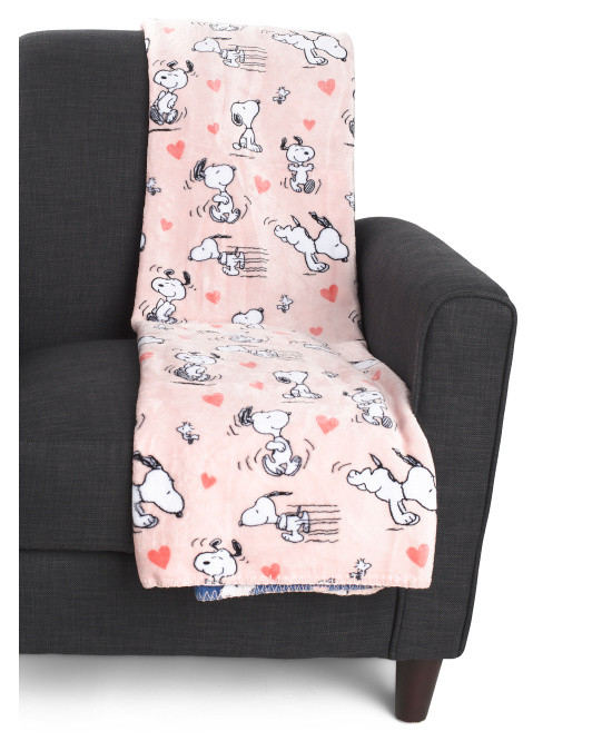 Mini Poses And Hearts Reversible Throw | TJ Maxx