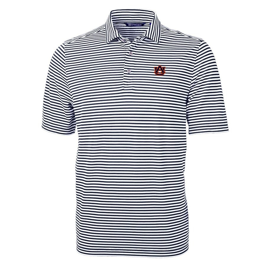 Auburn Tigers Cutter & Buck Virtue Eco Pique Stripe Recycled Polo - Navy | Fanatics