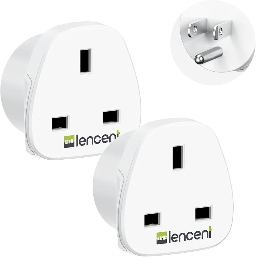 LENCENT UK to US America Plug Adapter, 2 Pack Grounded USA Visitors Travel Converter, Converts Al... | Amazon (US)