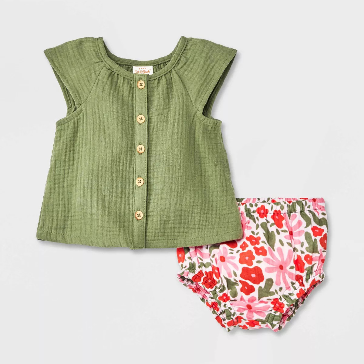 Baby Girls' Gauze Top & Bottom Set - Cat & Jack™ Green | Target