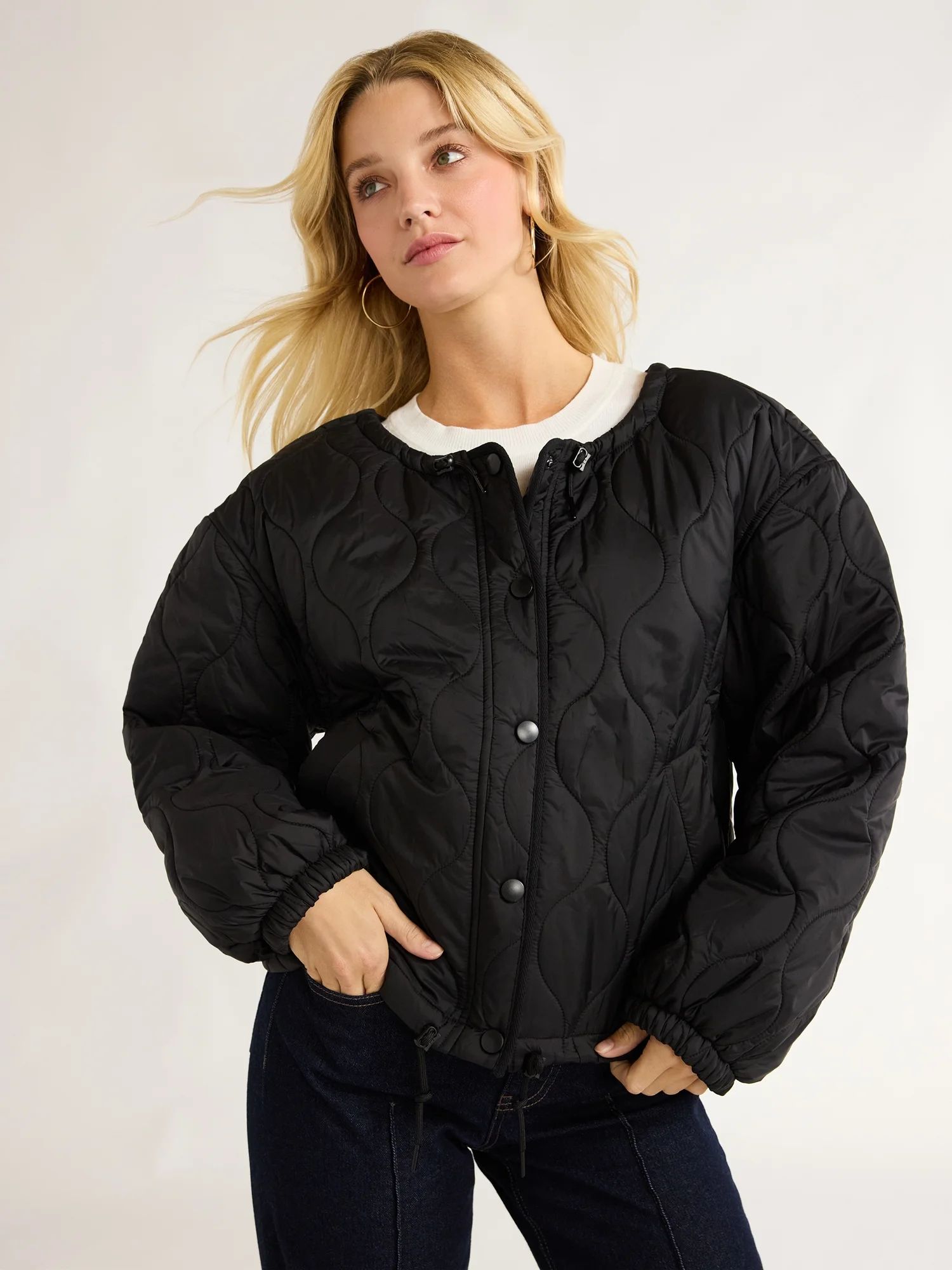 Free Assembly Women's Quilted Parachute Jacket, XS-XXL | Walmart (US)