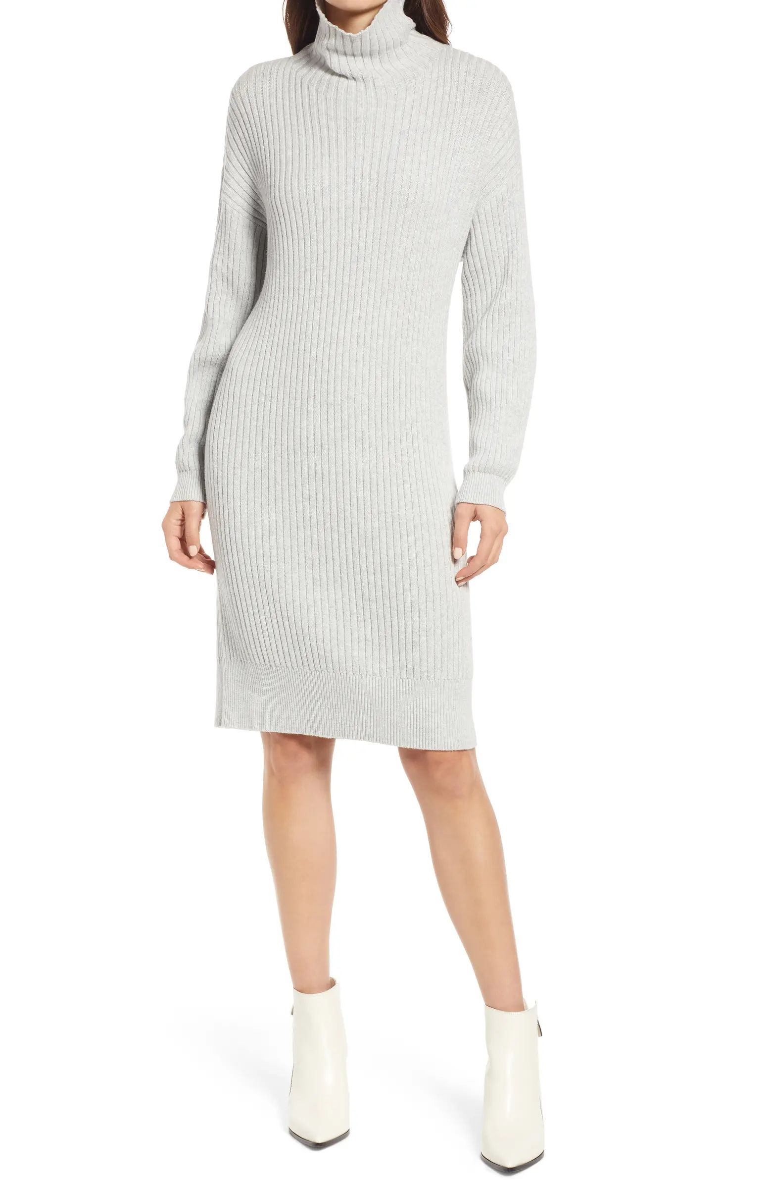 Turtleneck Ribbed Long Sleeve Sweater Dress | Nordstrom