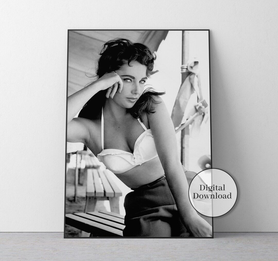 Elizabeth Taylor Poster, Black and White, Movie Print, Old Hollywood Wall Art, Elizabeth Taylor P... | Etsy (US)