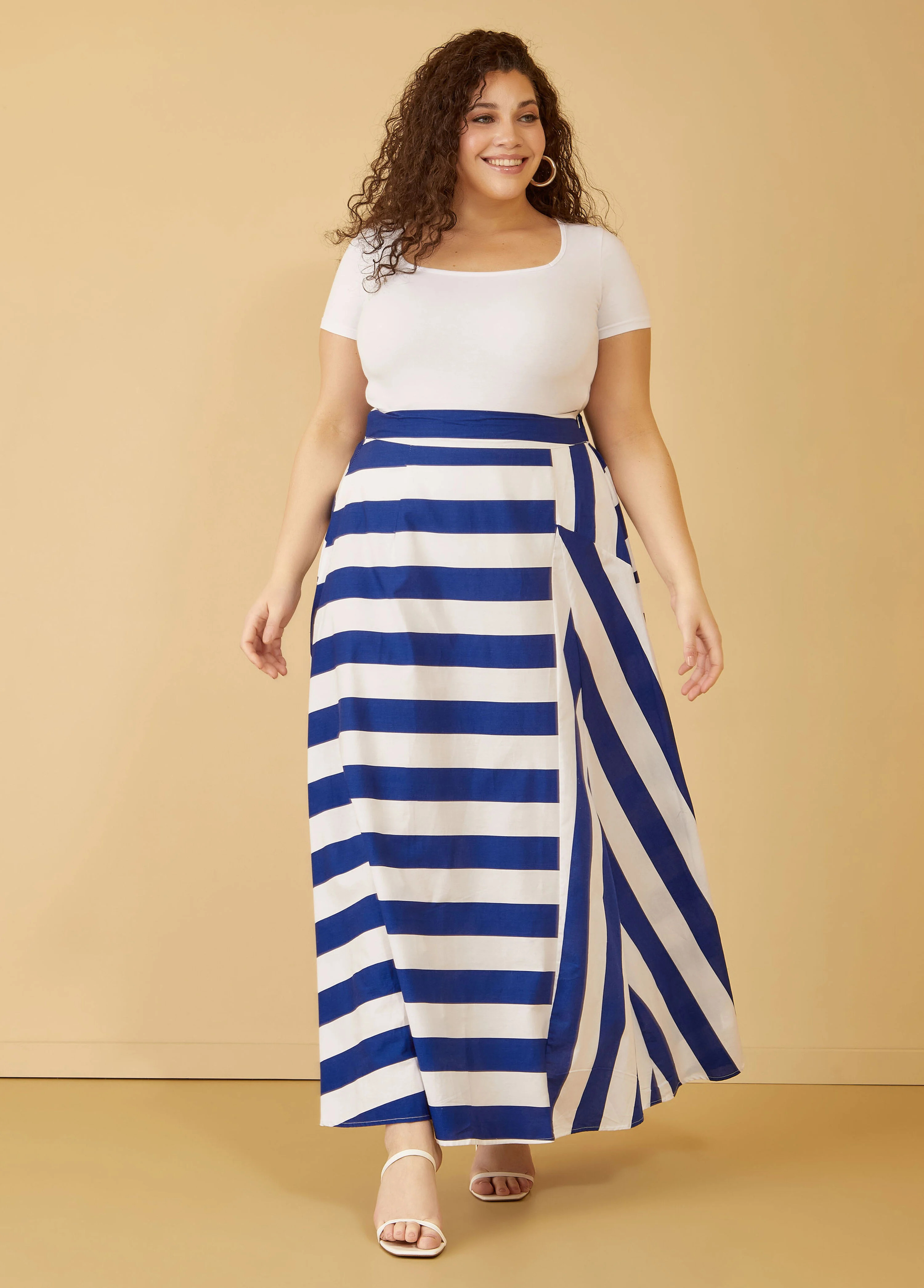 Striped Cotton Maxi Skirt | Ashley Stewart