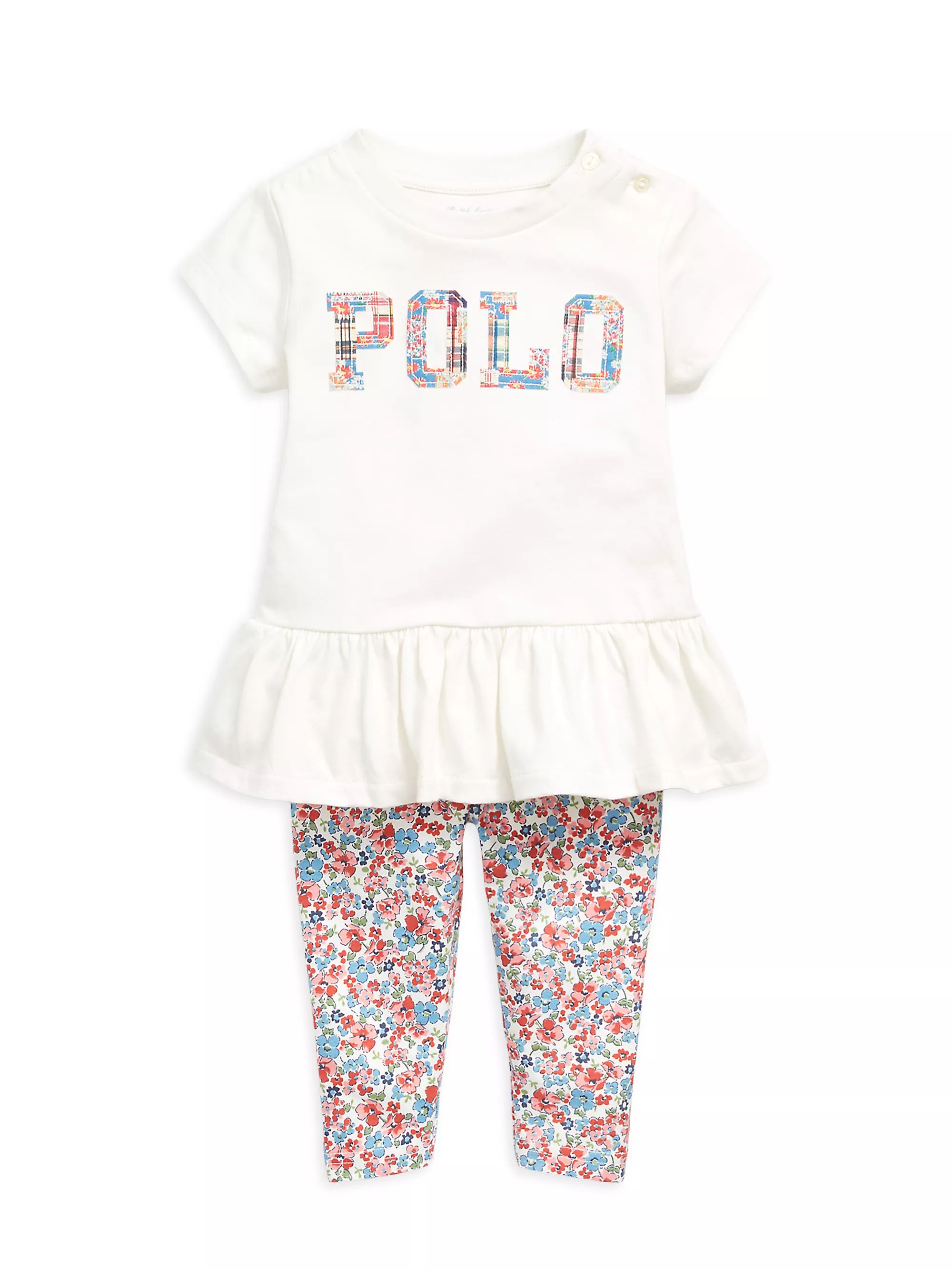 Shop Polo Ralph Lauren Baby Girl's 2-Piece Peplum T-Shirt &amp; Floral-Print Leggings Set | Saks ... | Saks Fifth Avenue