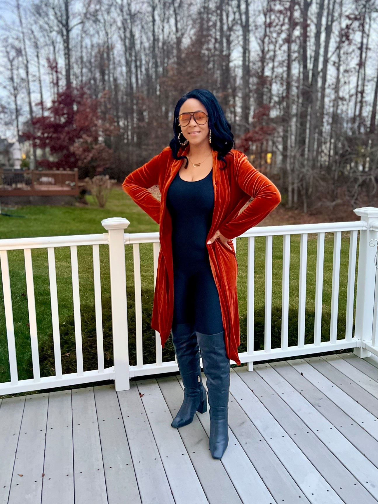 What I wore to the living room on Thanksgiving - this perfect crushed orange velvet duster and bodysuit! It’s giving Fall - and comfort! #whatshaute #fallfashion

#LTKdayinmylife #LTKHoliday #LTKootd