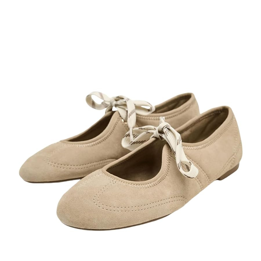 Lace Up Ballet Flats for Women Mary Jane Ballet Flats | Amazon (US)