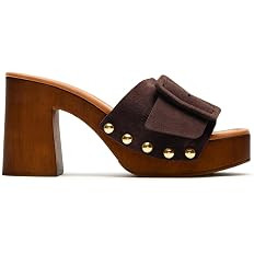 VICKI·VICKI Women's Platform Chunky Heels Sandals Suede Buckle High Block Heeled Sandals Sexy Op... | Amazon (US)